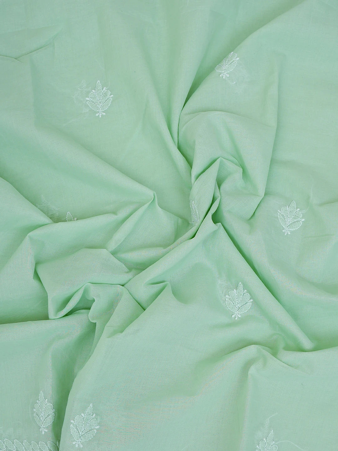 Ada Hand Embroidered Sea Green Cotton Lucknowi Chikankari Unstitched Suit Piece 01A764941