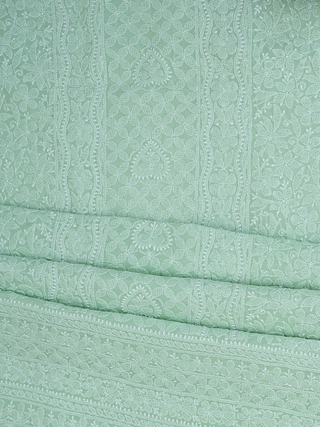 Ada Hand Embroidered Sea Green Cotton Lucknowi Chikankari Unstitched Suit Piece 01A764941