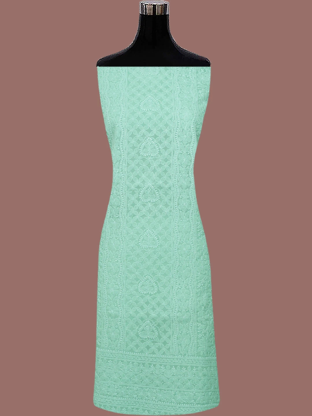 Ada Hand Embroidered Sea Green Cotton Lucknowi Chikankari Unstitched Suit Piece 01A764941