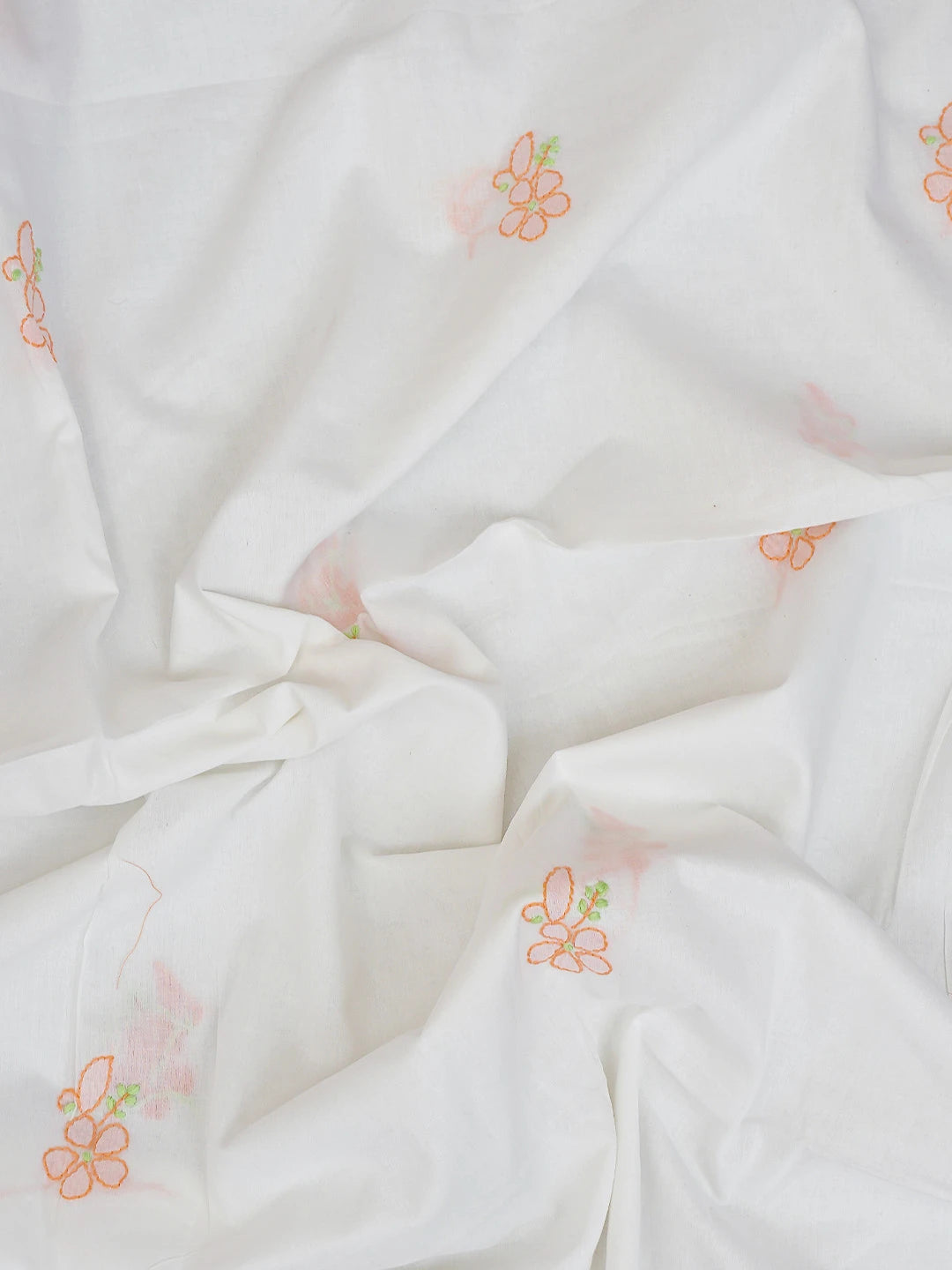Ada Hand Embroidered White Cotton Lucknowi Chikankari Unstitched Suit Piece 01A765230