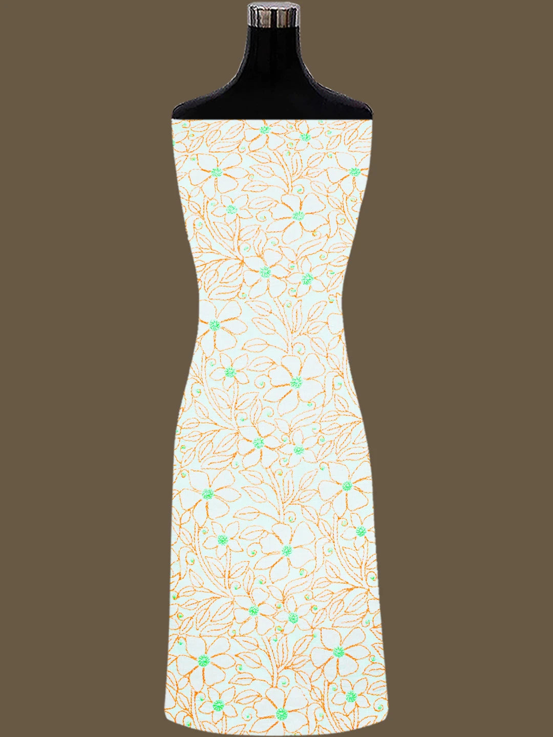 Ada Hand Embroidered White Cotton Lucknowi Chikankari Unstitched Suit Piece 01A765230