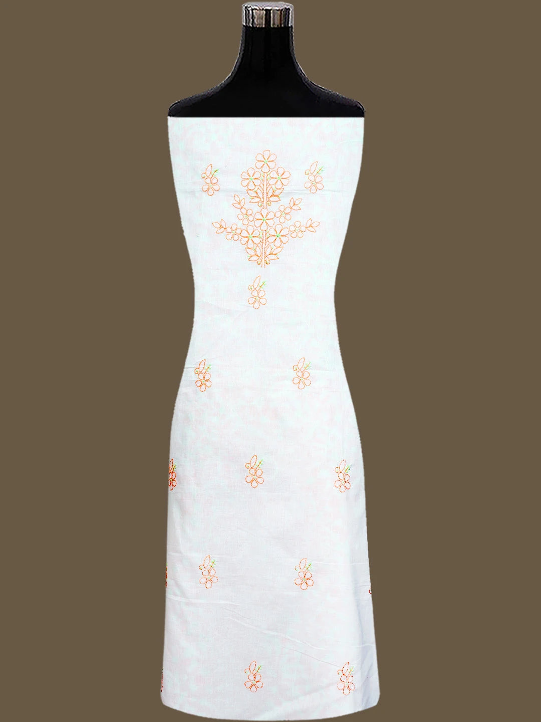 Ada Hand Embroidered White Cotton Lucknowi Chikankari Unstitched Suit Piece 01A765230