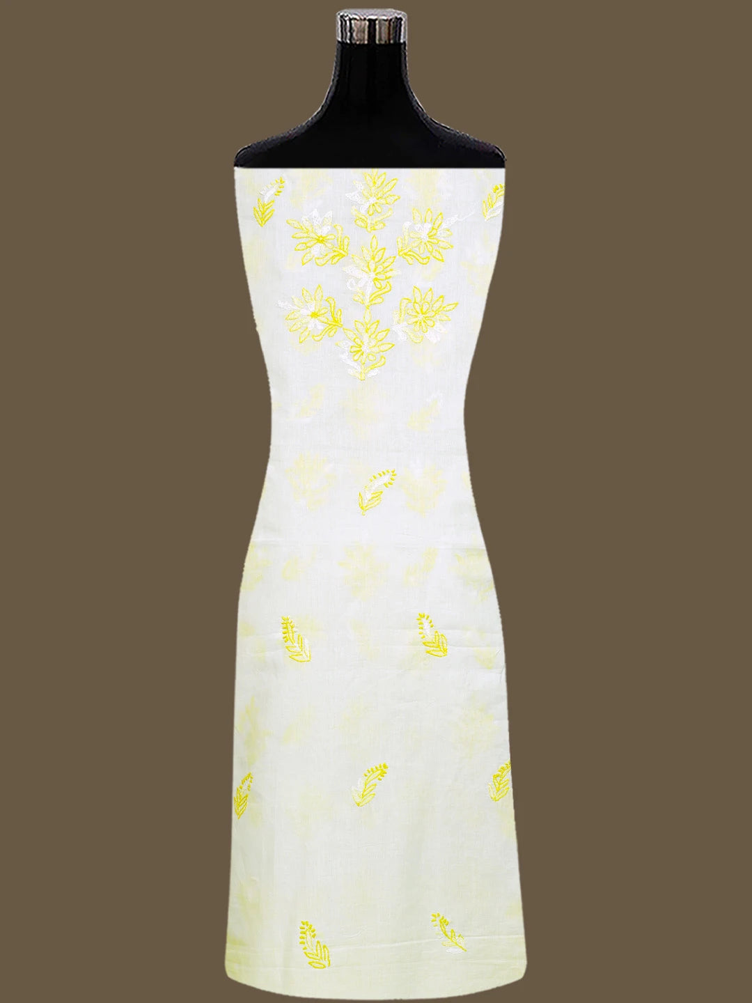 Ada Hand Embroidered White Cotton Lucknowi Chikankari Unstitched Suit Piece 01A765267