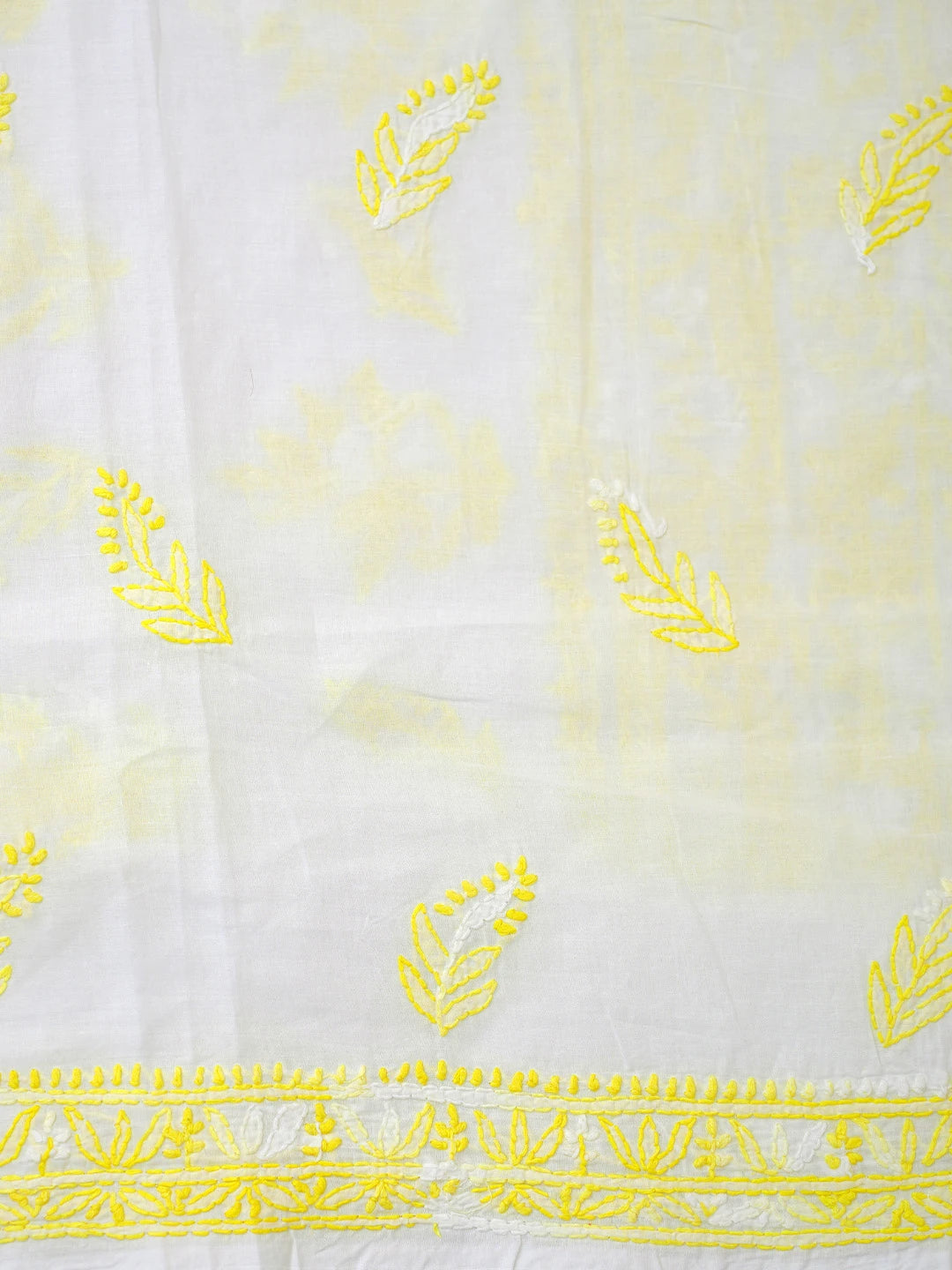 Ada Hand Embroidered White Cotton Lucknowi Chikankari Unstitched Suit Piece 01A765267