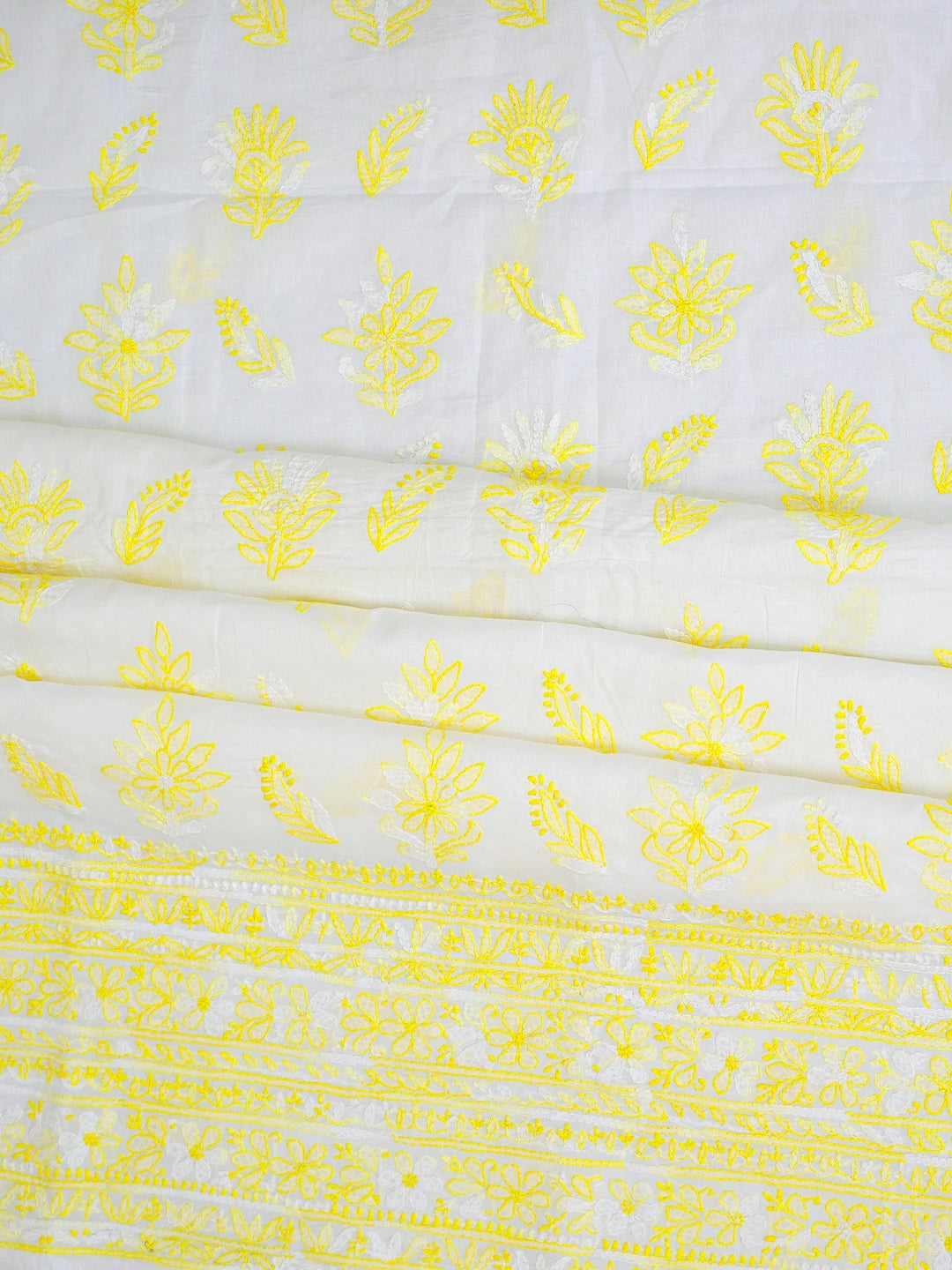 Ada Hand Embroidered White Cotton Lucknowi Chikankari Unstitched Suit Piece 01A765267