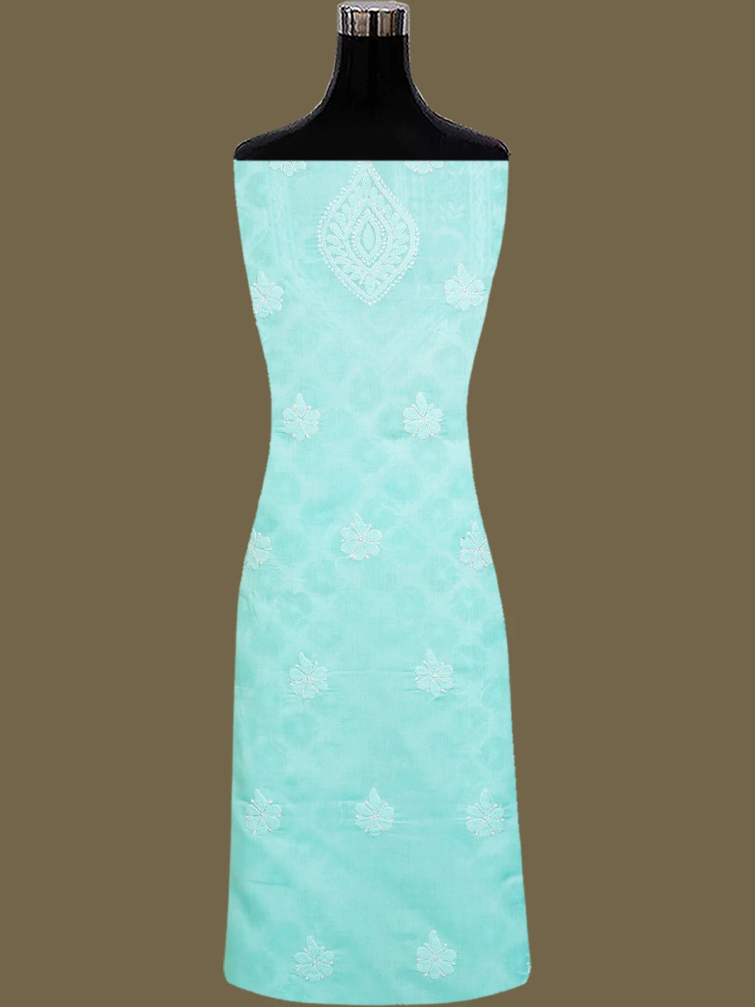 Ada Hand Embroidered Sky Blue Cotton Lucknowi Chikankari Unstitched Suit Piece With Sequinned Work 01A764812