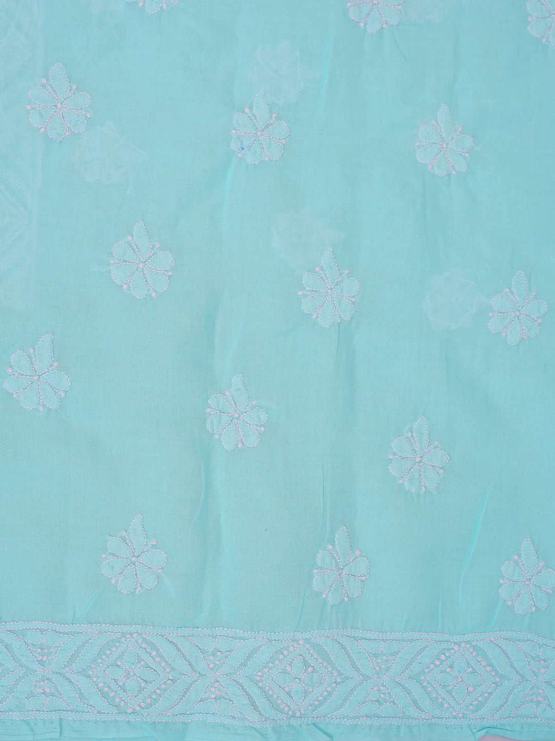 Ada Hand Embroidered Sky Blue Cotton Lucknowi Chikankari Unstitched Suit Piece With Sequinned Work 01A764812
