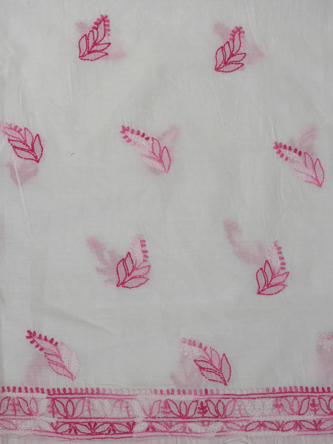 Ada Hand Embroidered White Cotton Lucknowi Chikankari Unstitched Suit Piece 01A765269