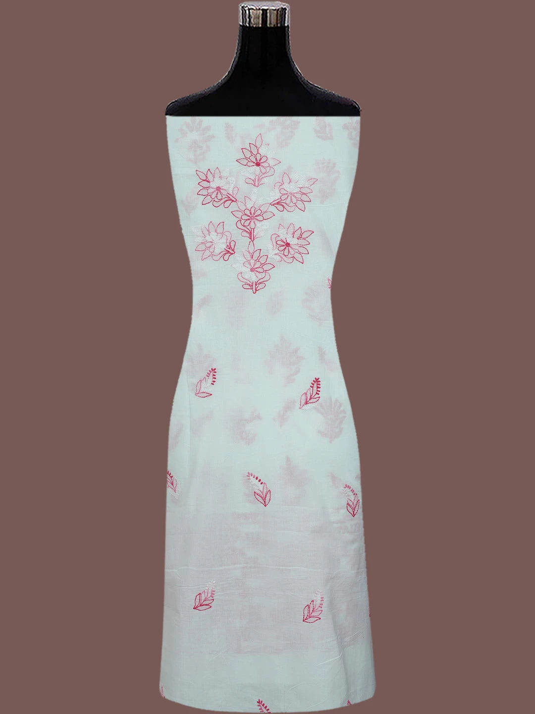 Ada Hand Embroidered White Cotton Lucknowi Chikankari Unstitched Suit Piece 01A765269