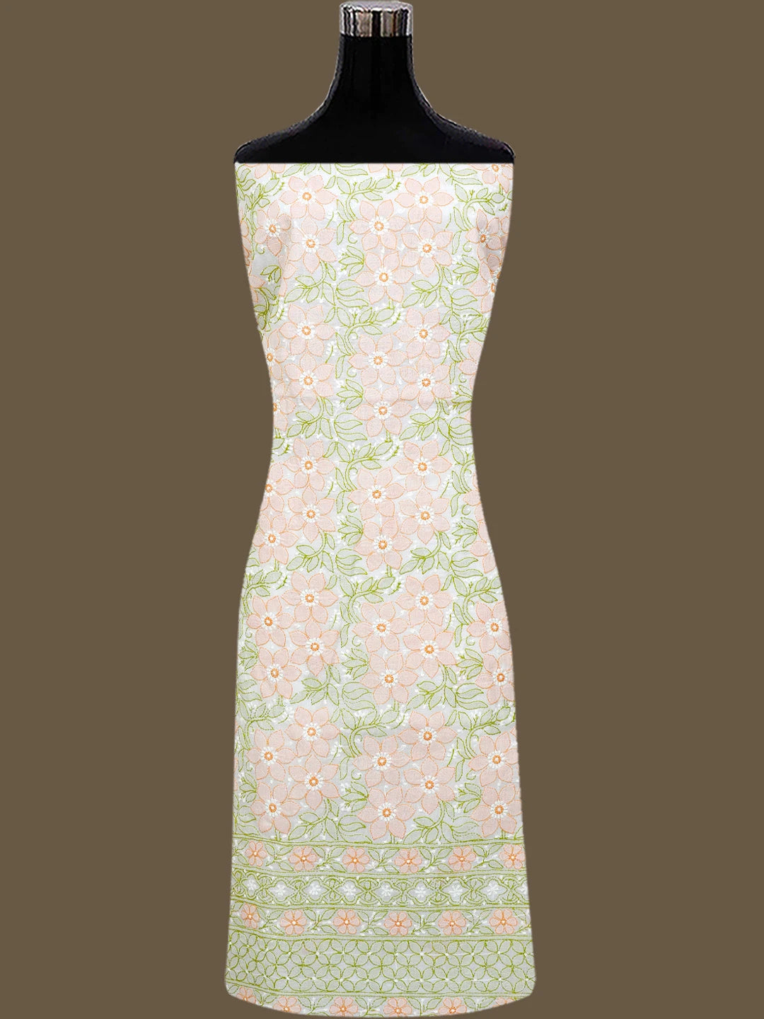 Ada Hand Embroidered White Cotton Lucknowi Chikankari Unstitched Suit Piece With Muqaish Work 01A765407