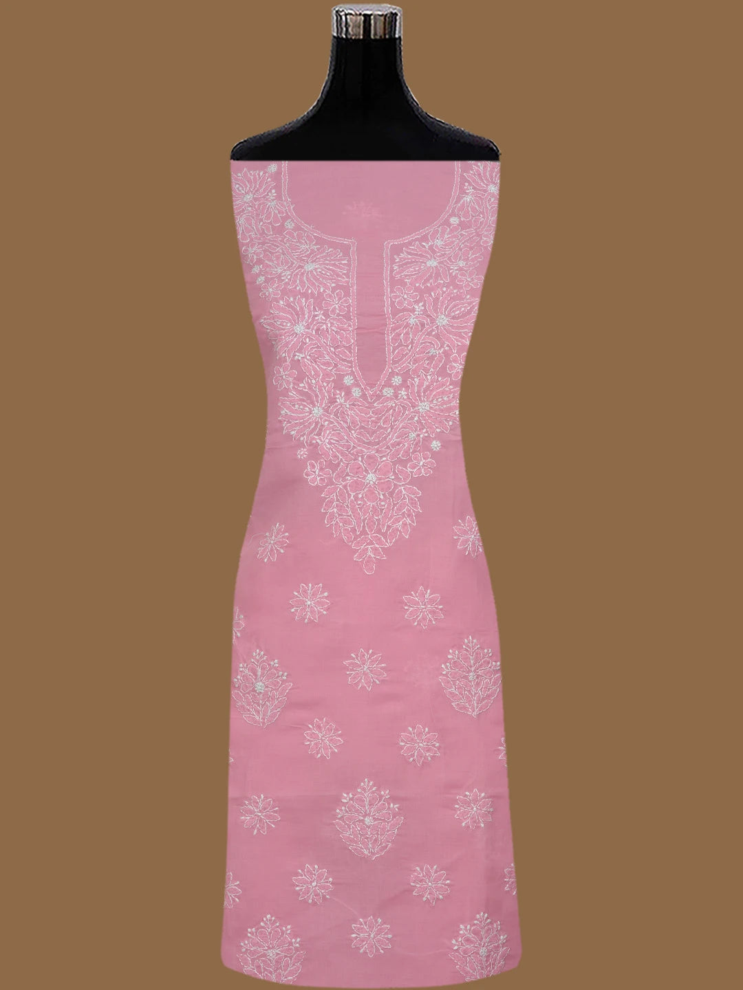 Ada Hand Embroidered Pink Cotton Lucknowi Chikankari Unstitched Suit Piece 01A765262