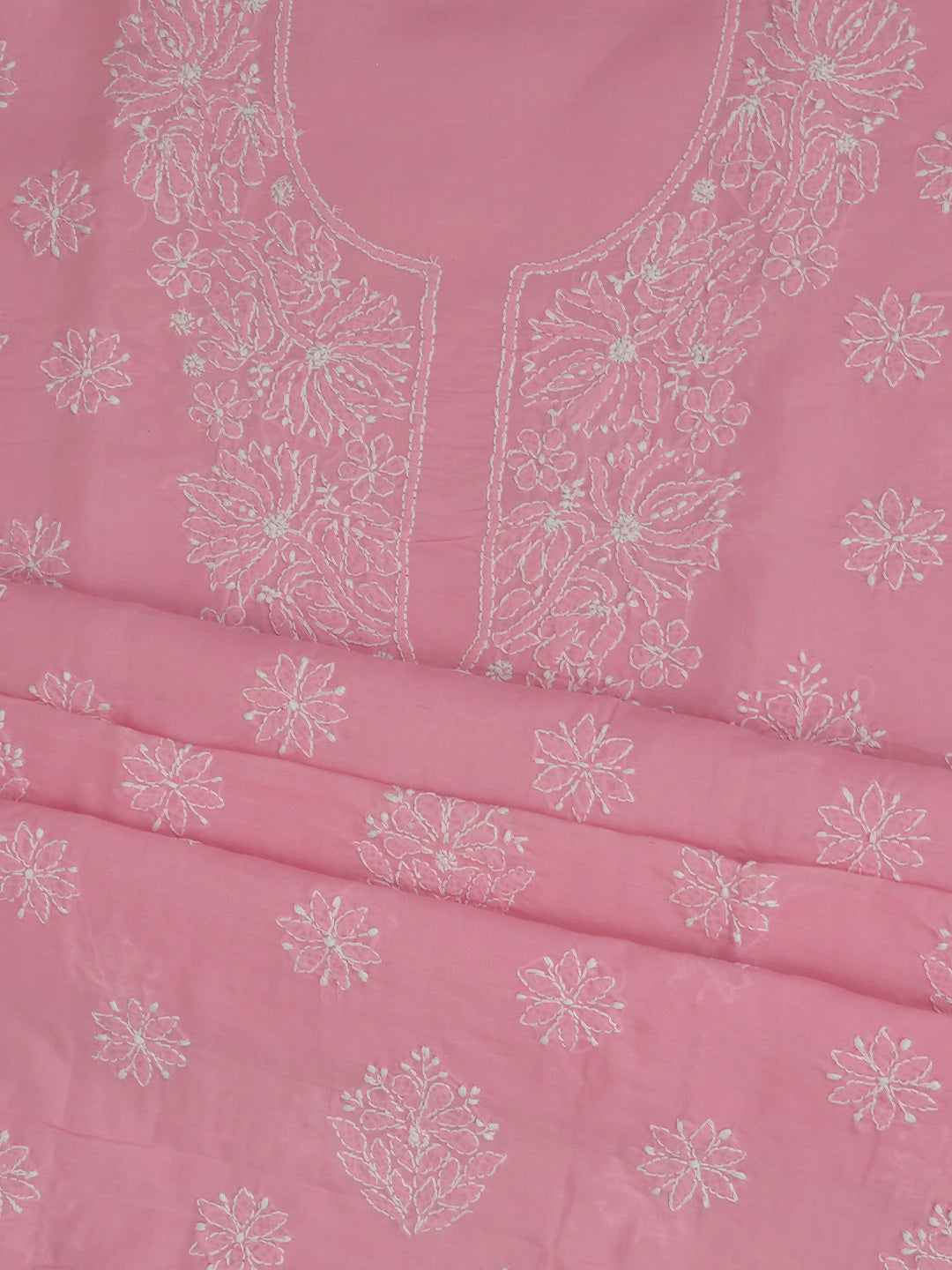 Ada Hand Embroidered Pink Cotton Lucknowi Chikankari Unstitched Suit Piece 01A765262
