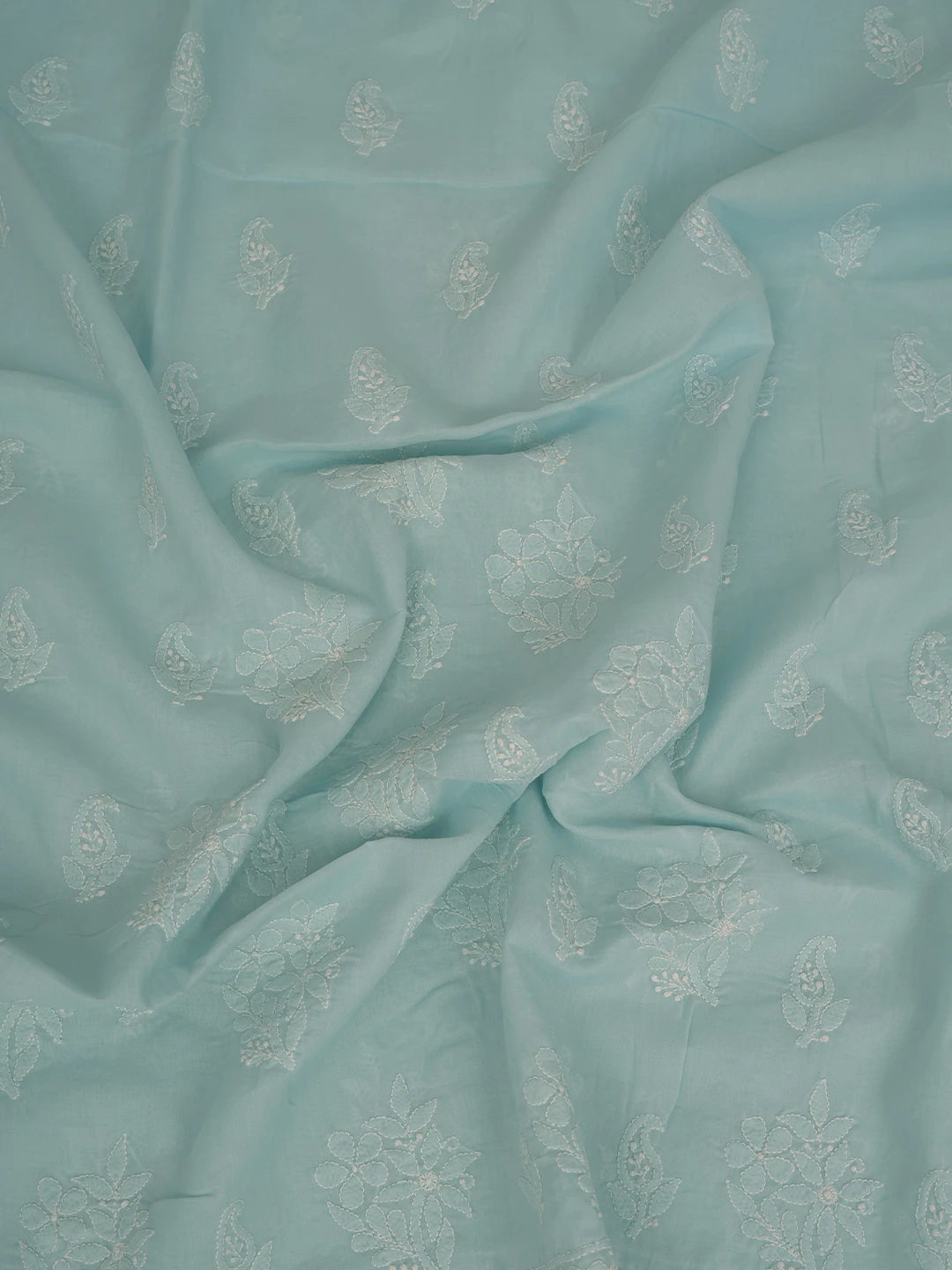 Ada Hand Embroidered Light Blue Cotton Lucknowi Chikankari Unstitched Suit Piece 01A764944
