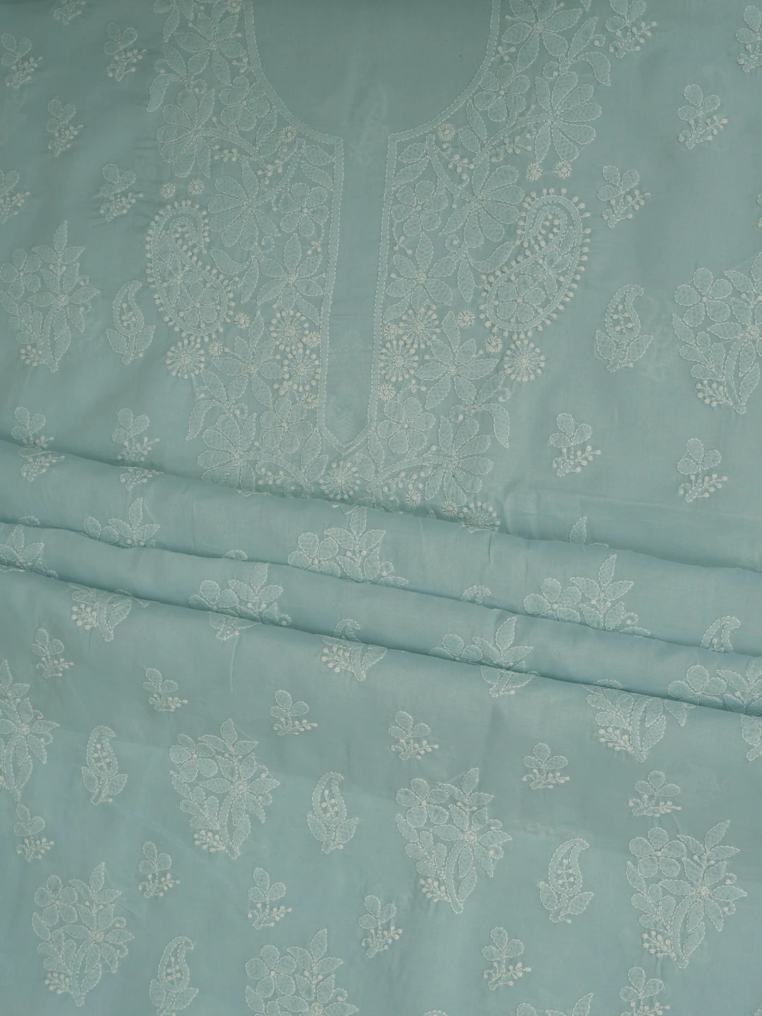 Ada Hand Embroidered Light Blue Cotton Lucknowi Chikankari Unstitched Suit Piece 01A764944