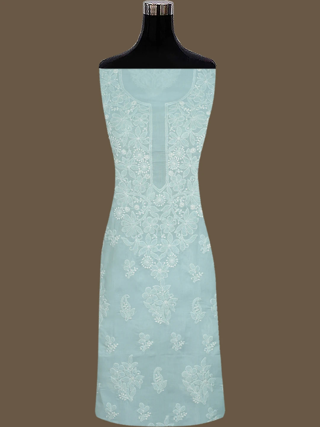 Ada Hand Embroidered Light Blue Cotton Lucknowi Chikankari Unstitched Suit Piece 01A764944