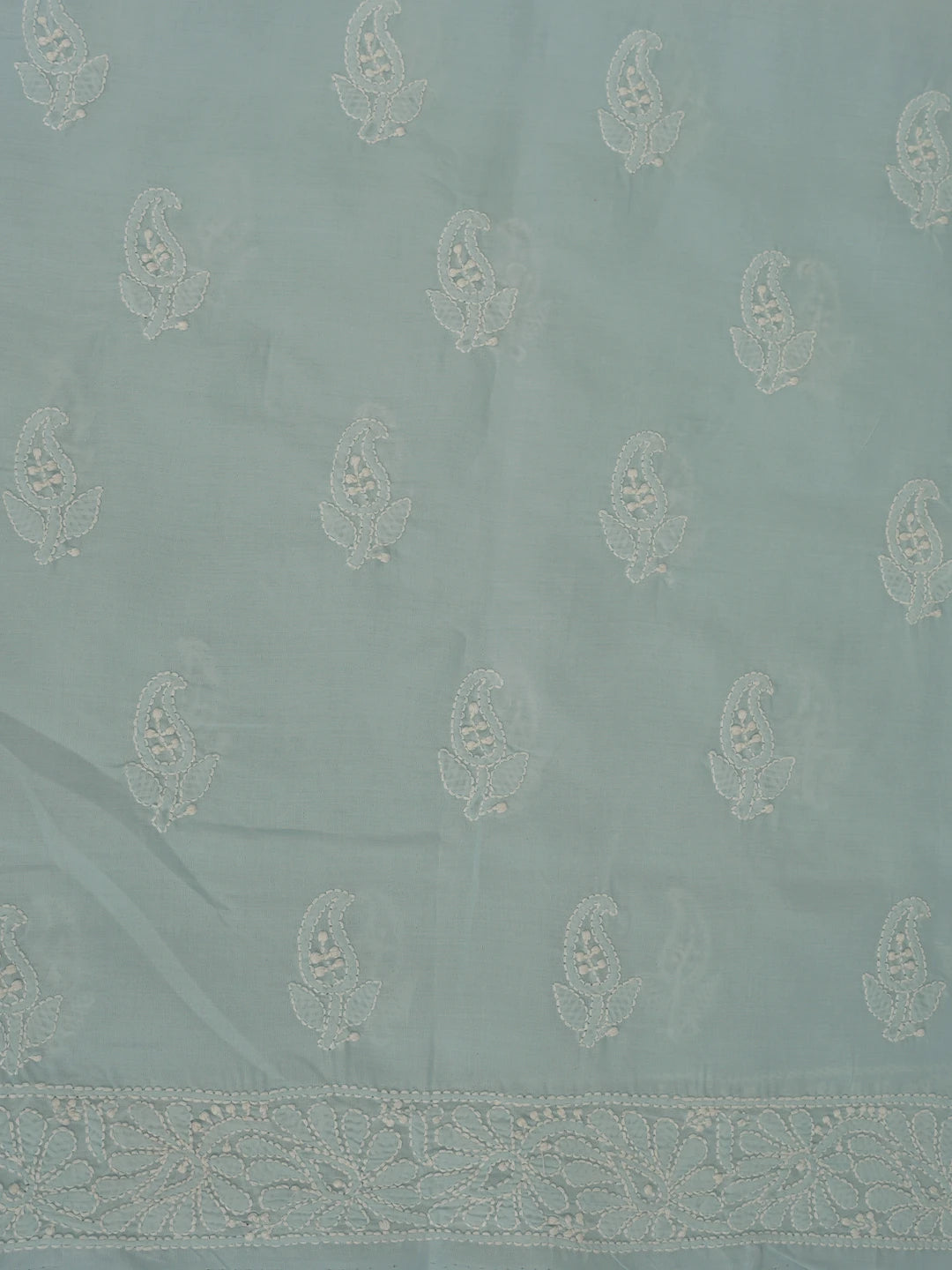 Ada Hand Embroidered Light Blue Cotton Lucknowi Chikankari Unstitched Suit Piece 01A764944
