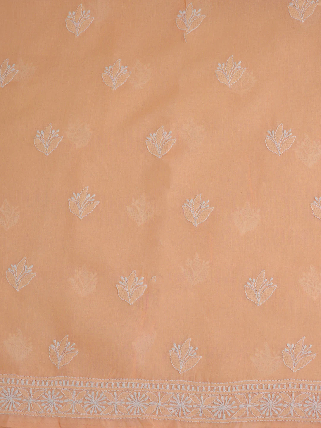 Ada Hand Embroidered Peach Cotton Lucknowi Chikankari Unstitched Suit Piece With Cutdana Work 01A764878