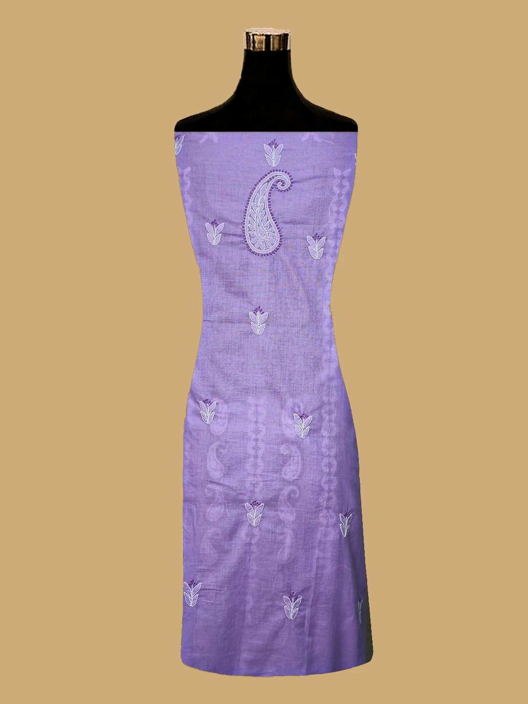 Ada Hand Embroidered Mauve Cotton Lucknowi Chikankari Unstitched Kurta Piece 01A735444