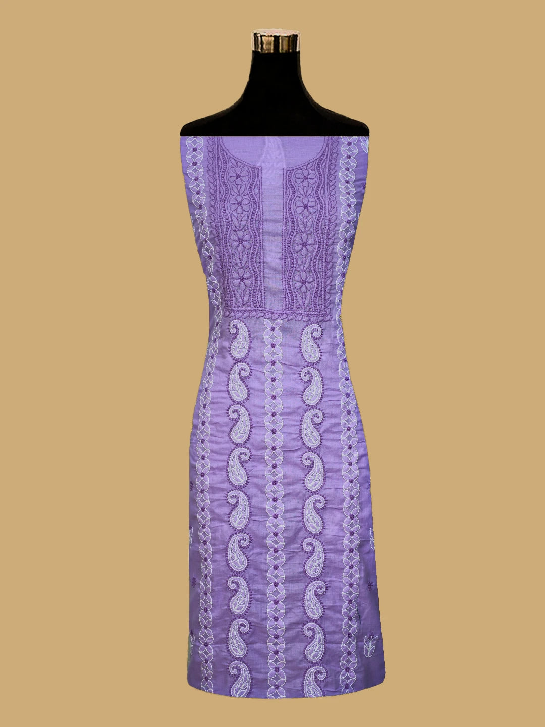 Ada Hand Embroidered Mauve Cotton Lucknowi Chikankari Unstitched Kurta Piece 01A735444