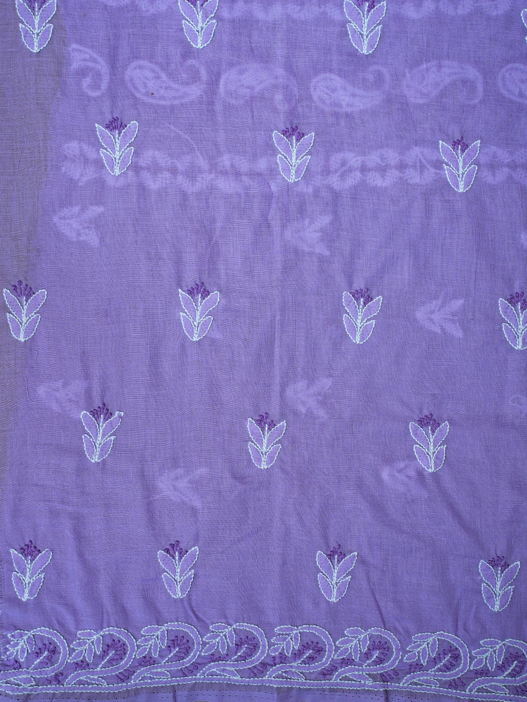 Ada Hand Embroidered Mauve Cotton Lucknowi Chikankari Unstitched Kurta Piece 01A735444