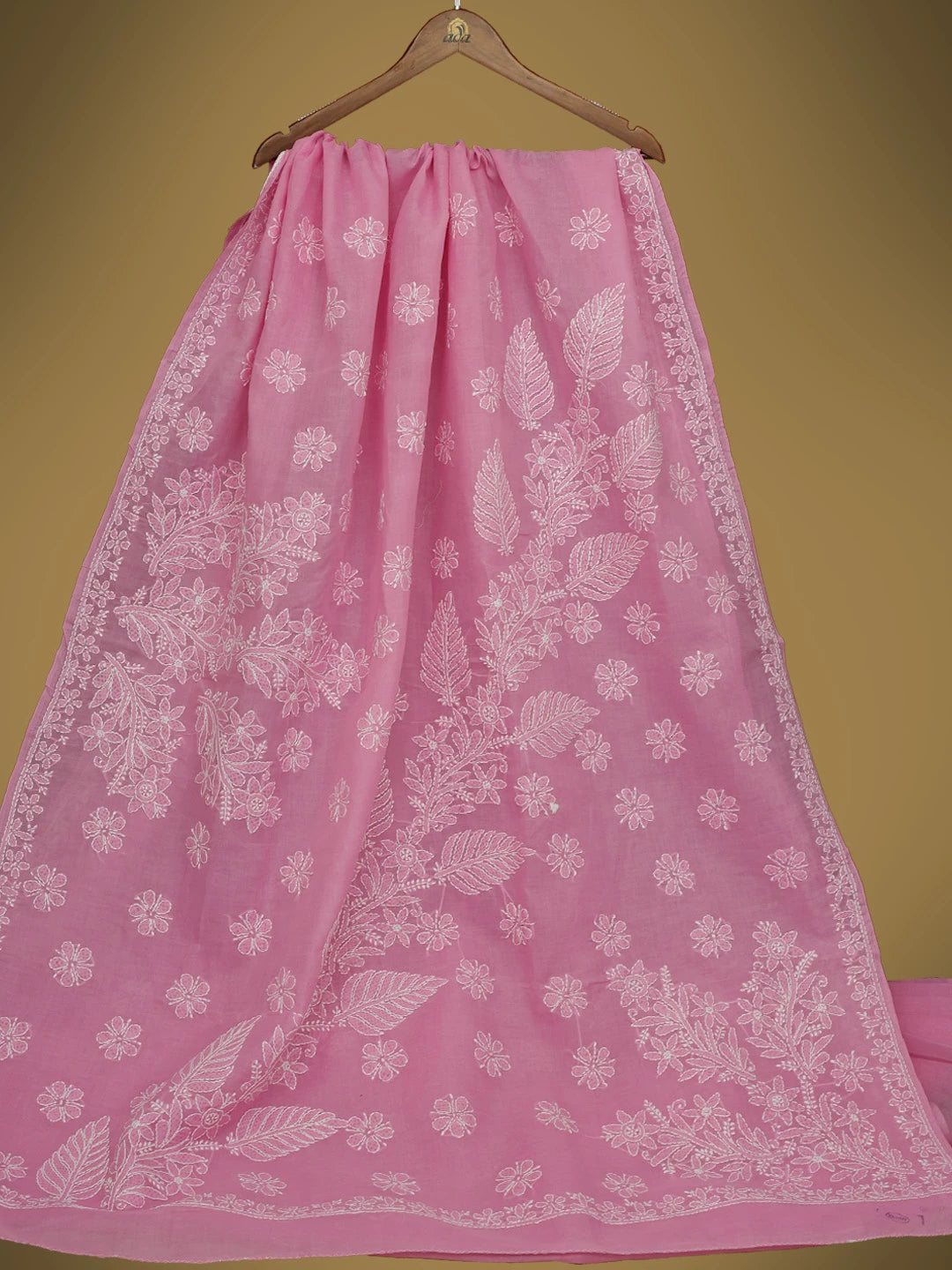 Ada Hand Embroidered Pink Cotton Lucknowi Chikankari Saree and Blouse 01A763952