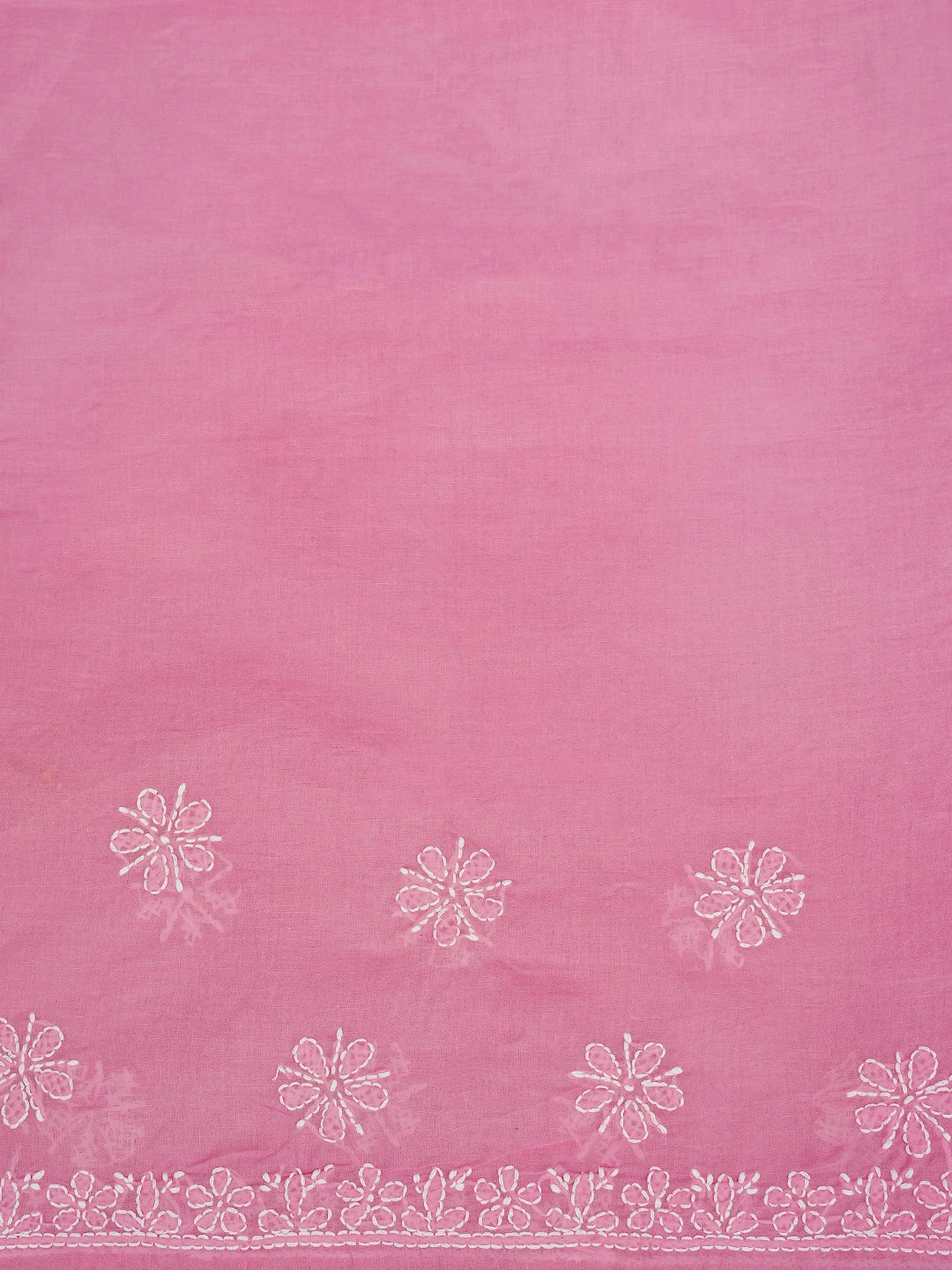 Ada Hand Embroidered Pink Cotton Lucknowi Chikankari Saree and Blouse 01A763952