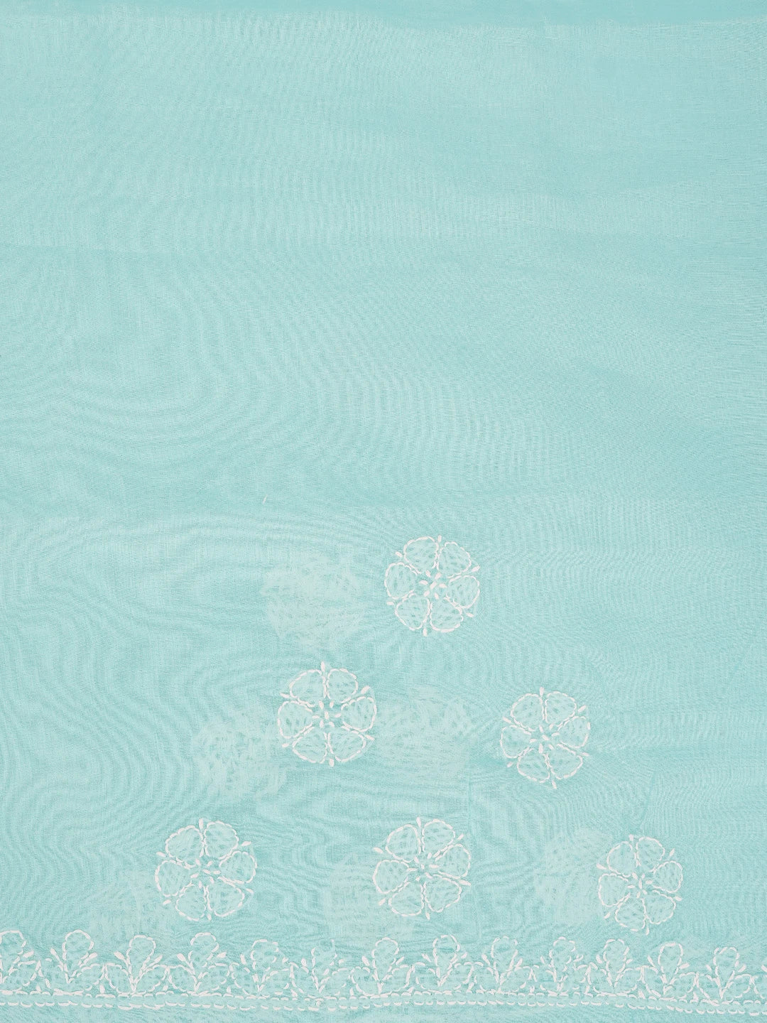 Ada Hand Embroidered Blue Cotton Lucknowi Chikankari Saree and Blouse 01A763951