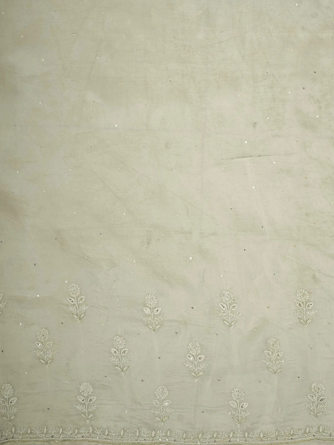 Ada Hand Embroidered White Organza Lucknowi Chikankari Saree and Blouse With Cutdana Work 01A607147