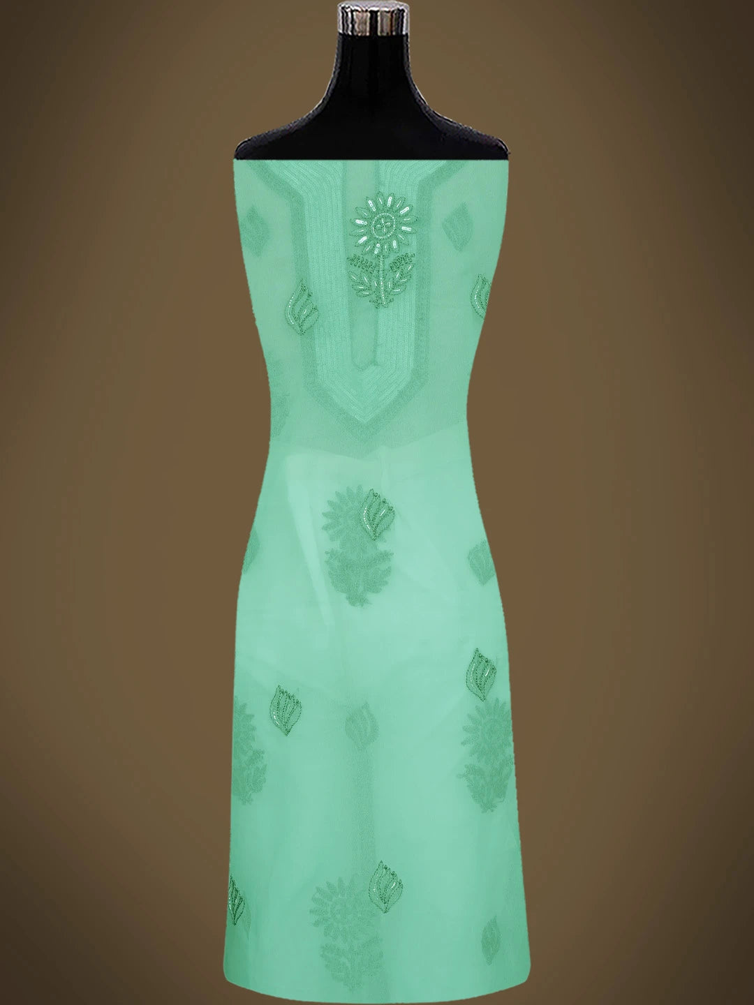 Ada Hand Embroidered Teal Green Georgette Lucknowi Chikankari Unstitched Suit Piece With Cutdana Work 01A713322