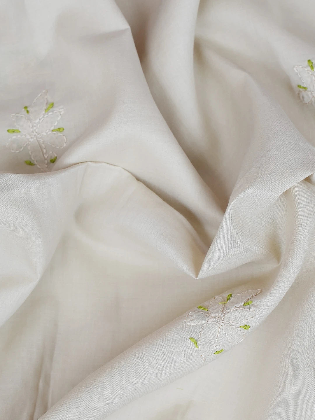 Ada Hand Embroidered Green Cotton Lucknowi Chikankari Unstitched Suit Piece 01A723405