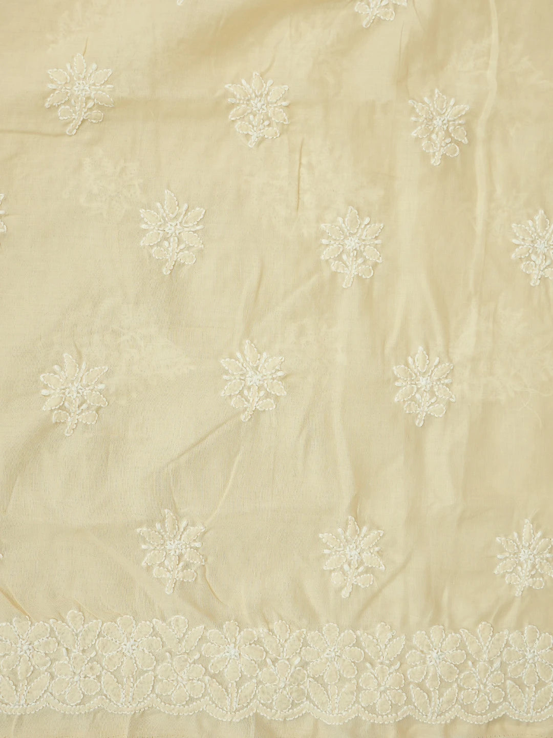 Ada Hand Embroidered Wheat Brown Cotton Lucknowi Chikankari Unstitched Kurta Piece 01A772841