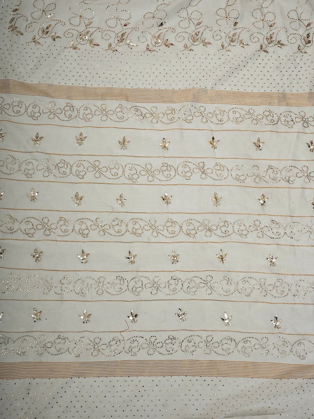 Ada Hand Embroidered White Chanderi Lucknowi Chikankari Saree and Blouse With Mukaish Work 01A683270