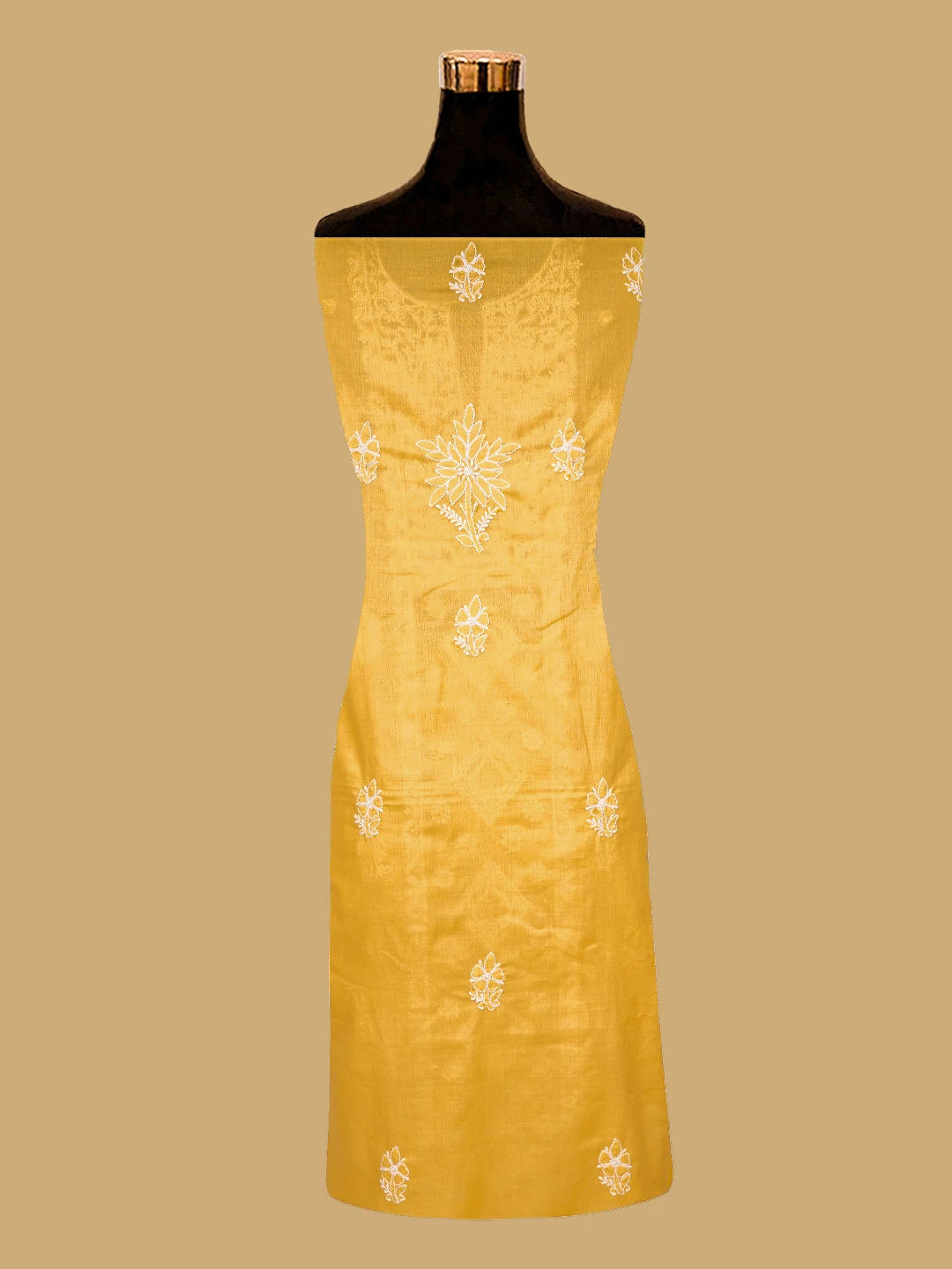 Ada Hand Embroidered Yellow Cotton Lucknowi Chikankari Unstitched Suit Piece 01A761544