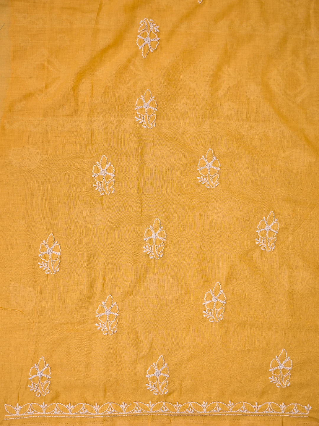 Ada Hand Embroidered Yellow Cotton Lucknowi Chikankari Unstitched Suit Piece 01A761544