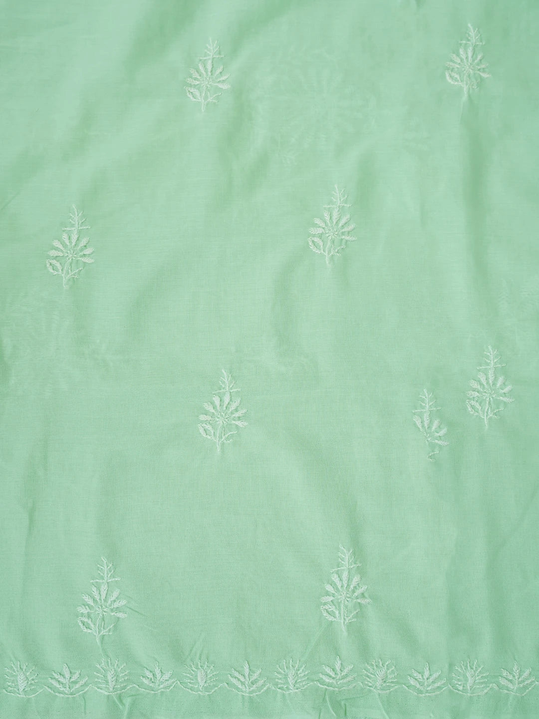 Ada Hand Embroidered Sea Green Cotton Lucknowi Chikankari Unstitched Suit Piece 01A762956