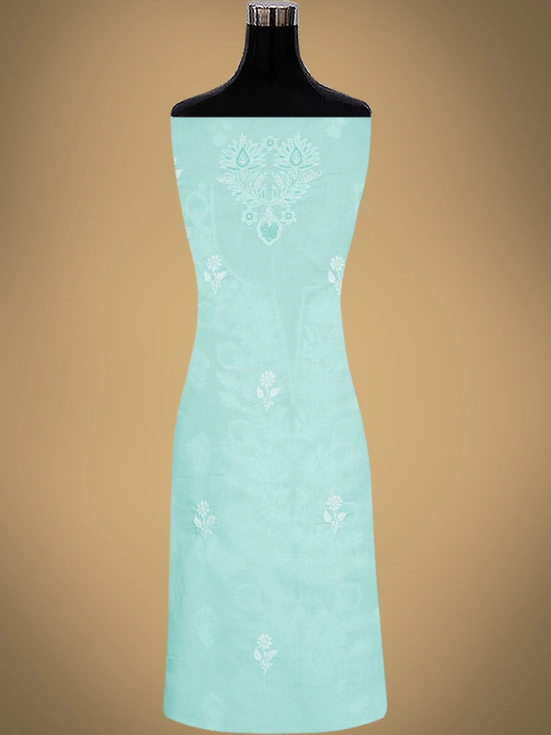 Ada Hand Embroidered Light Blue Cotton Lucknowi Chikankari Unstitched Suit Piece 01A767223