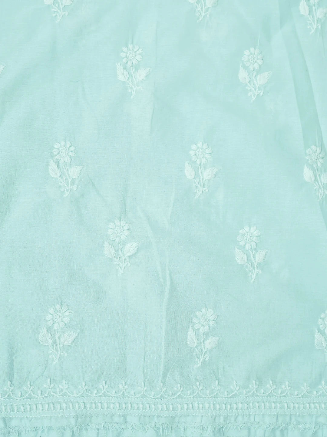 Ada Hand Embroidered Light Blue Cotton Lucknowi Chikankari Unstitched Suit Piece 01A767223