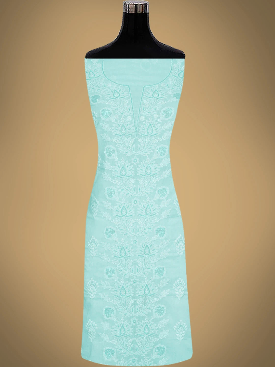 Ada Hand Embroidered Light Blue Cotton Lucknowi Chikankari Unstitched Suit Piece 01A767223