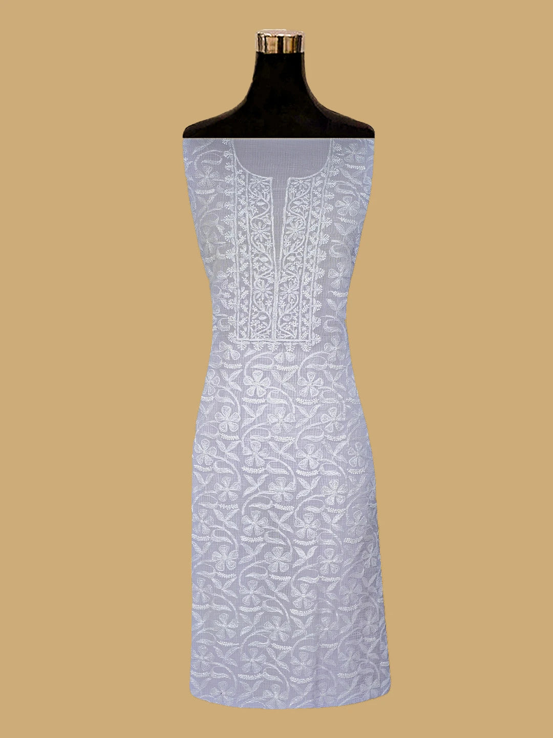 Ada Hand Embroidered Mauve Kota Lucknowi Chikankari Unstitched Kurta Dupatta Set 01A669963
