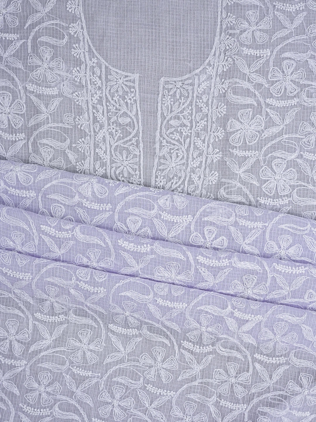 Ada Hand Embroidered Mauve Kota Lucknowi Chikankari Unstitched Kurta Dupatta Set 01A669963