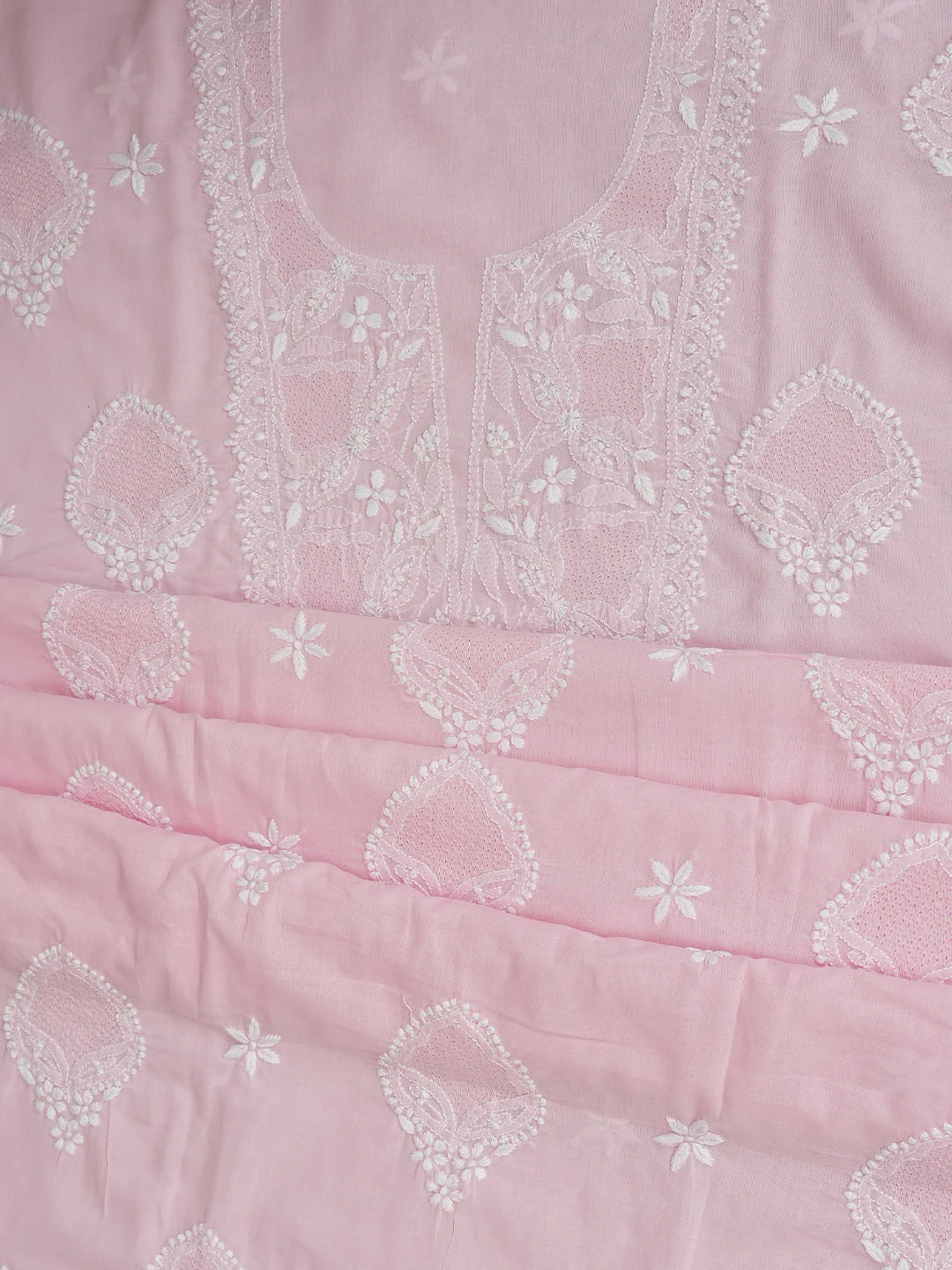 Ada Hand Embroidered Pink Cotton Lucknowi Chikankari Unstitched Suit Piece 01A762973