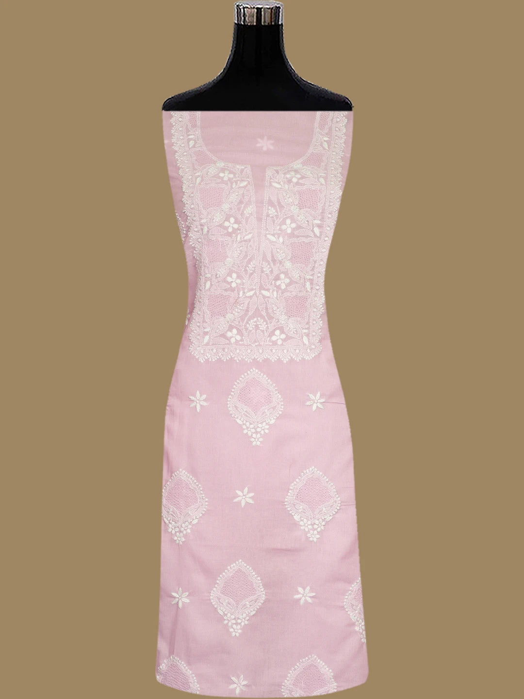 Ada Hand Embroidered Pink Cotton Lucknowi Chikankari Unstitched Suit Piece 01A762973