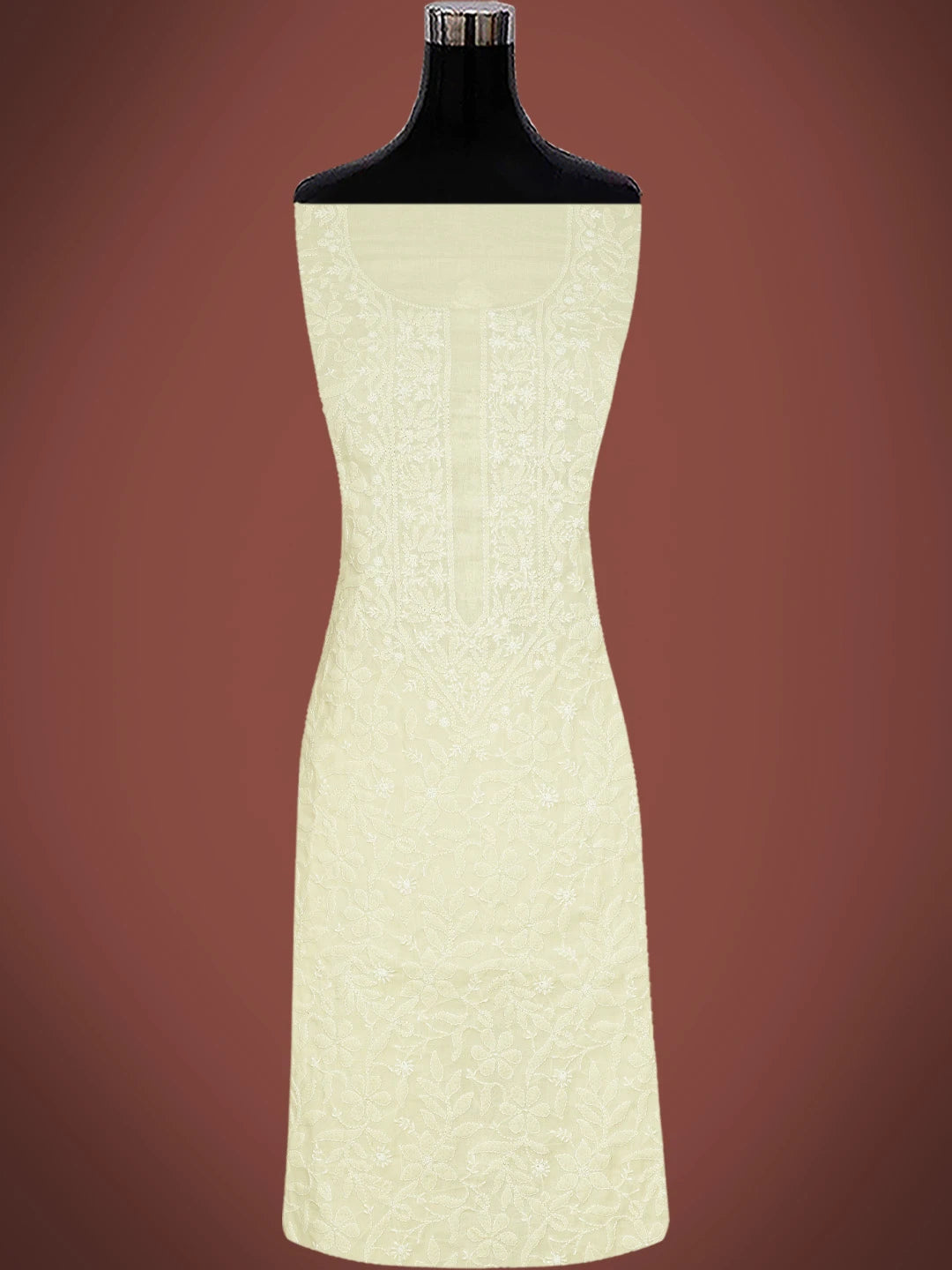 Ada Hand Embroidered Fawn Cotton Lucknowi Chikankari Unstitched Suit Piece 01A727743