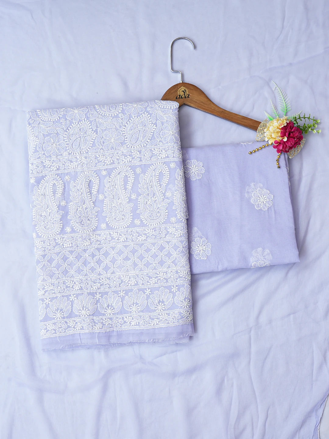 Ada Hand Embroidered Mauve Cotton Lucknowi Chikankari Unstitched Suit Piece 01A767592