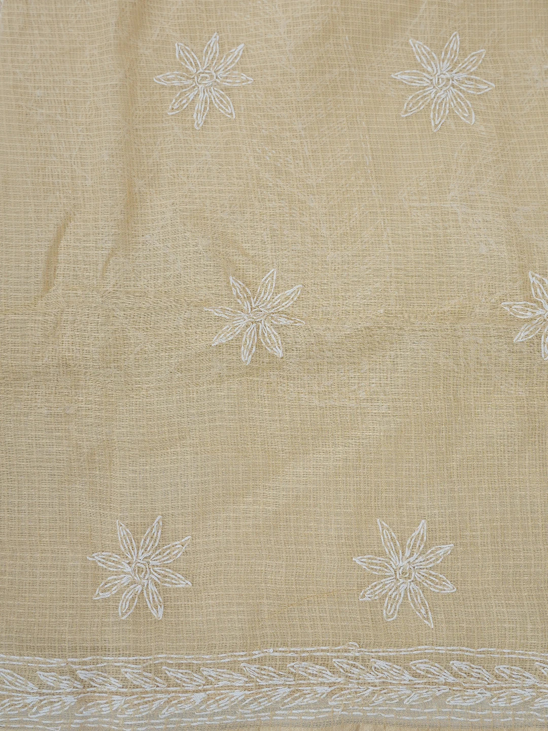 Ada Hand Embroidered Fawn Kota Lucknowi Chikankari Unstitched Kurta Dupatta Set 01A751303