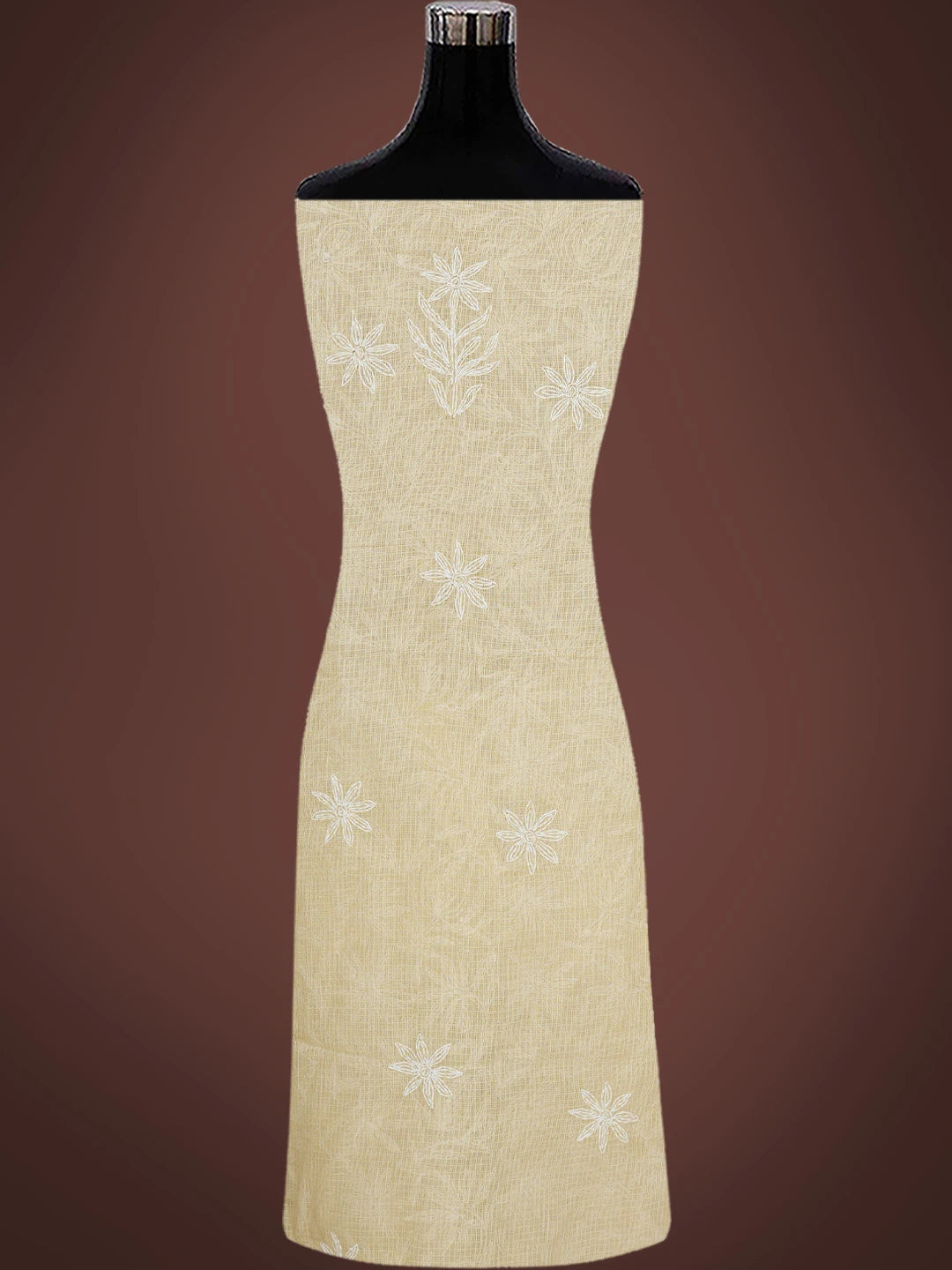 Ada Hand Embroidered Fawn Kota Lucknowi Chikankari Unstitched Kurta Dupatta Set 01A751303
