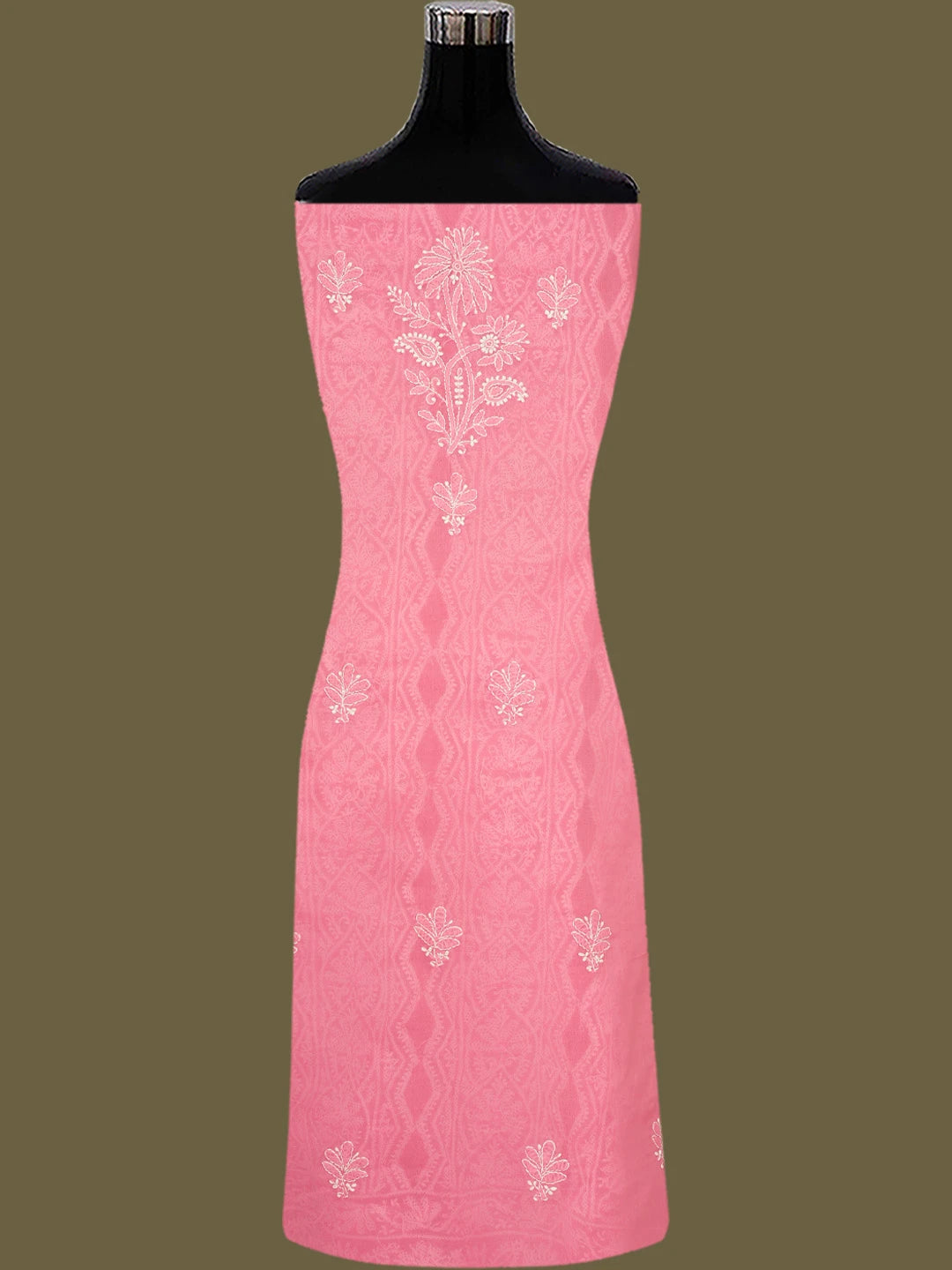 Ada Hand Embroidered Pink Cotton Lucknowi Chikankari Unstitched Suit Piece 01A772947