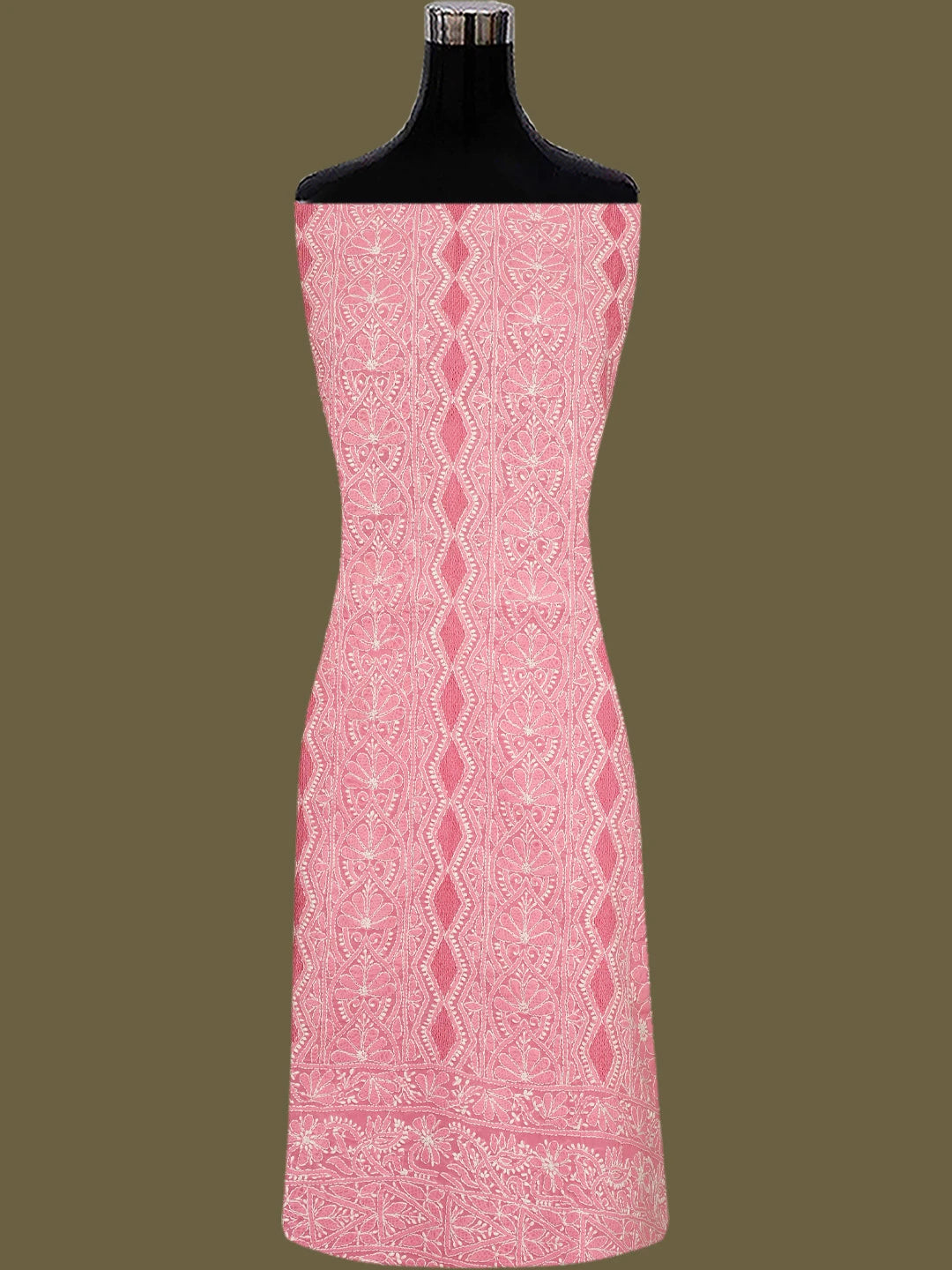 Ada Hand Embroidered Pink Cotton Lucknowi Chikankari Unstitched Suit Piece 01A772947