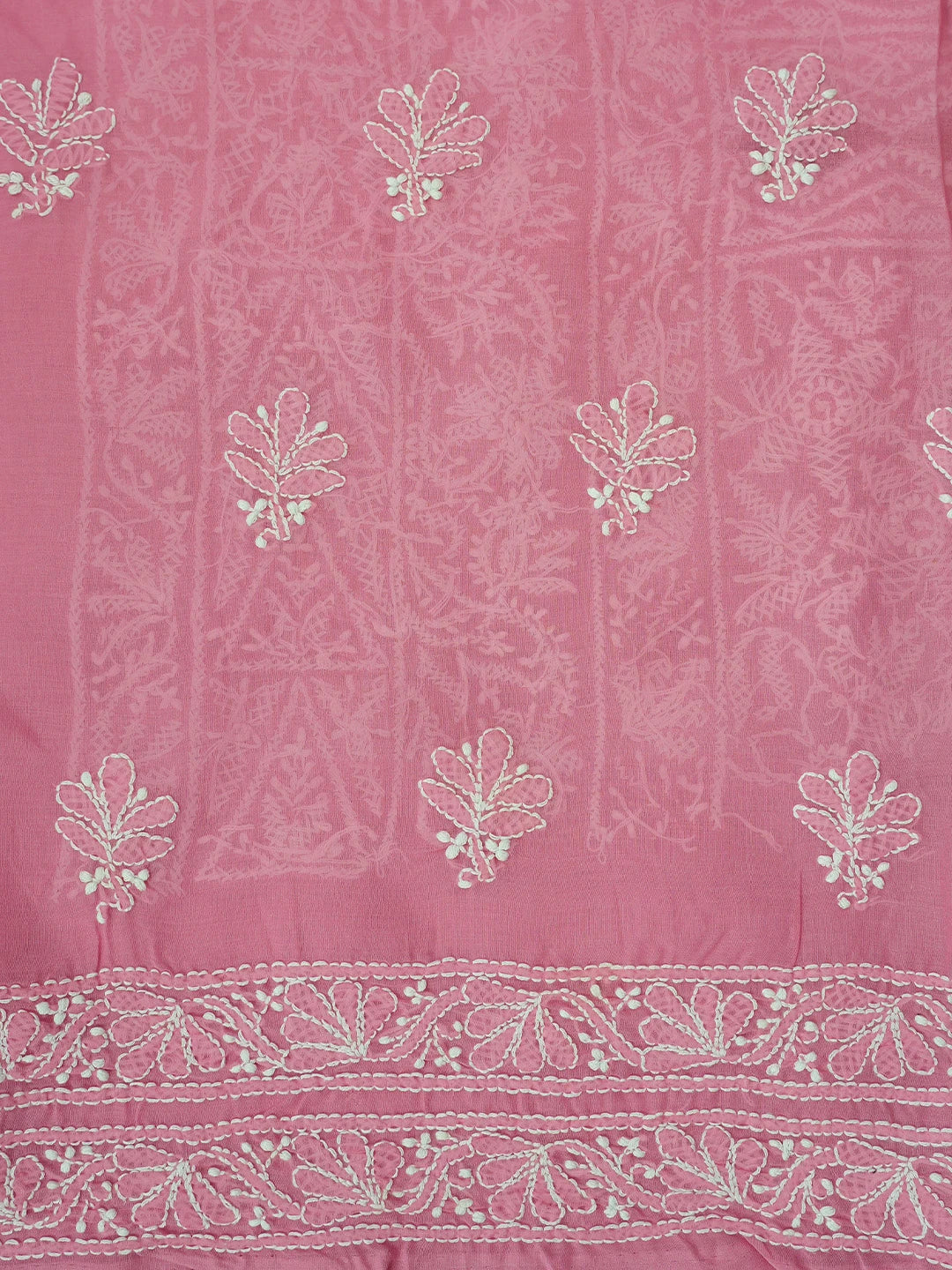 Ada Hand Embroidered Pink Cotton Lucknowi Chikankari Unstitched Suit Piece 01A772947