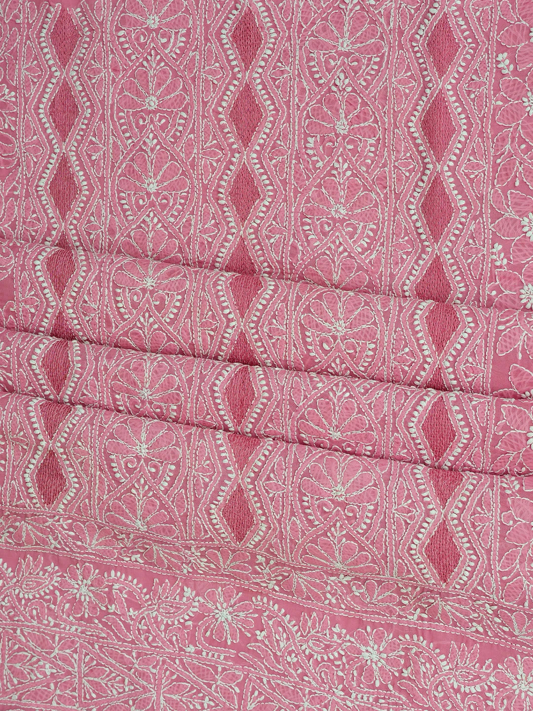 Ada Hand Embroidered Pink Cotton Lucknowi Chikankari Unstitched Suit Piece 01A772947